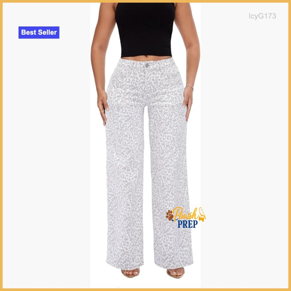 Mid-Low Rise Wide Leg Distressed Jeans Stretchy Comfortable Denim Pants